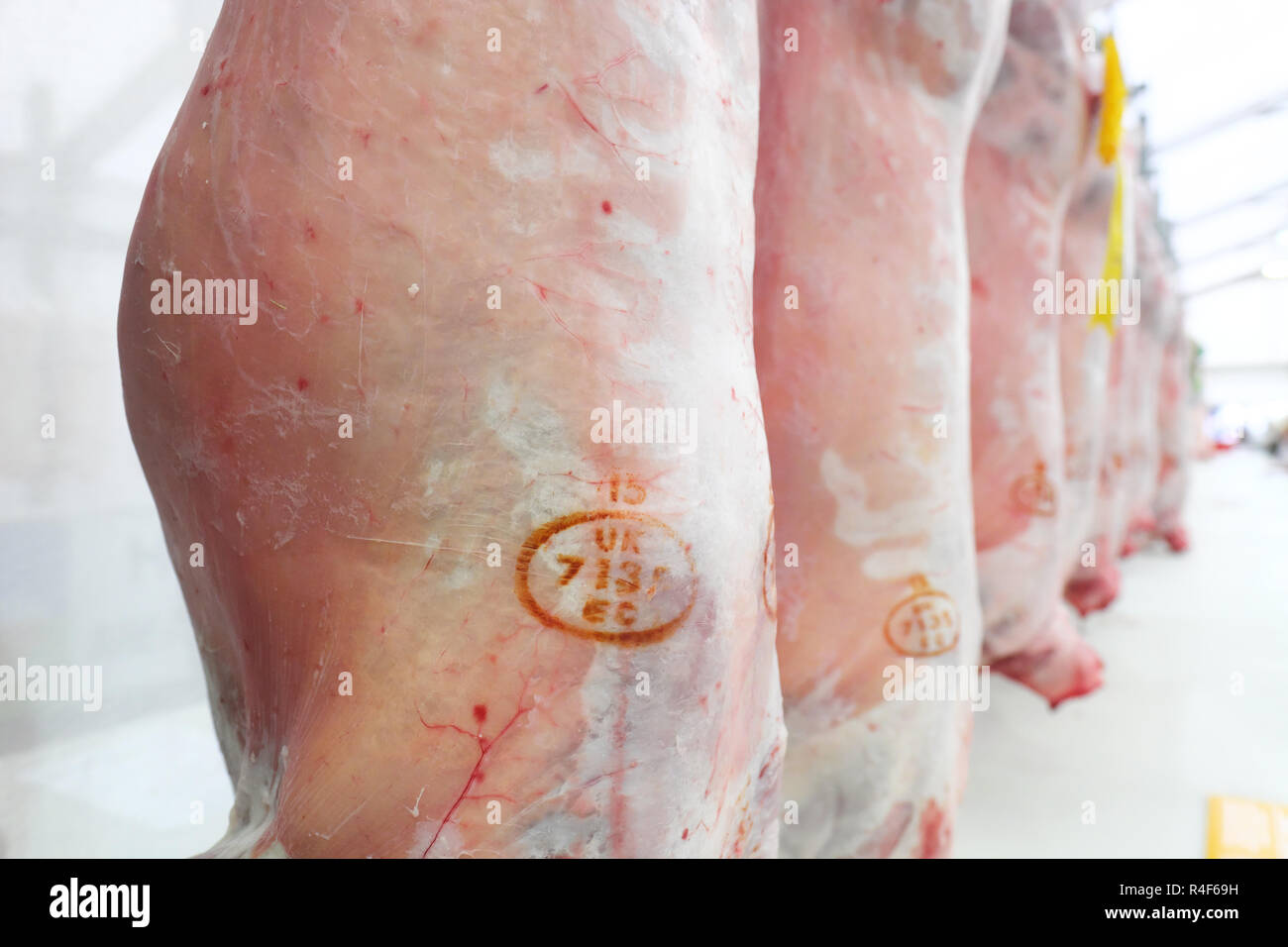 Welsh Lamb Schlachtkörper mit Großbritannien und der Europäischen Gemeinschaft (EG) Fleisch Qualität Briefmarken Stockfoto