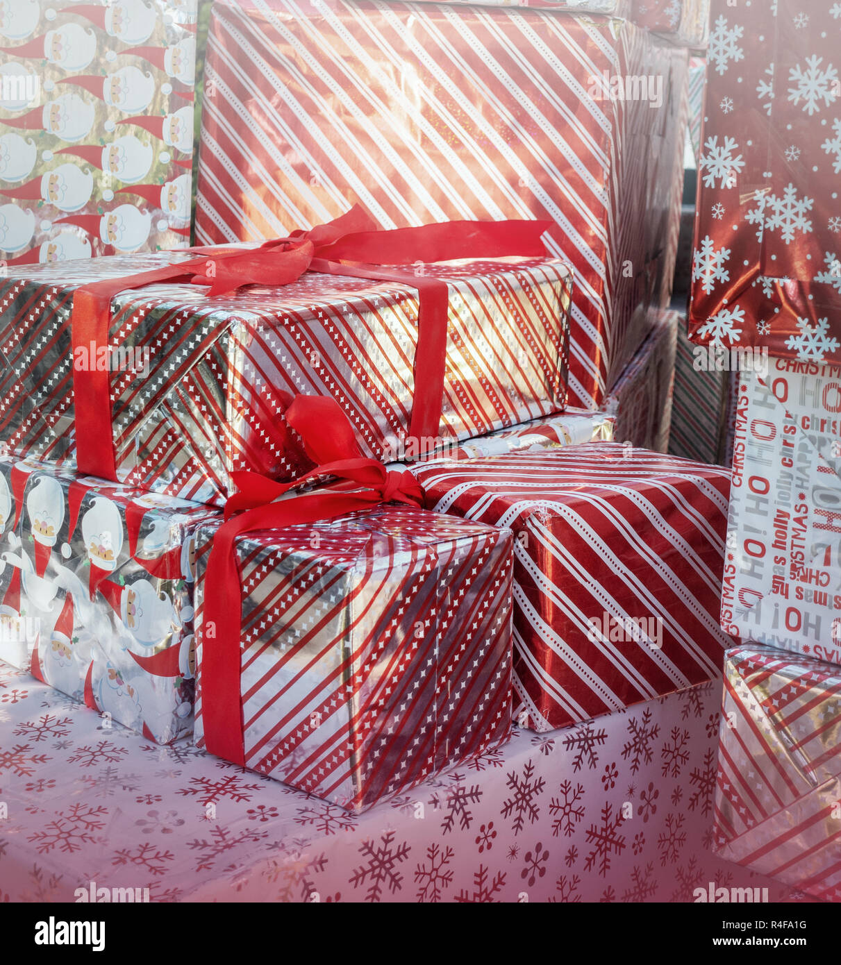 Weihnachten Geschenkboxen urlaub Hintergrund Dekor Stockfoto