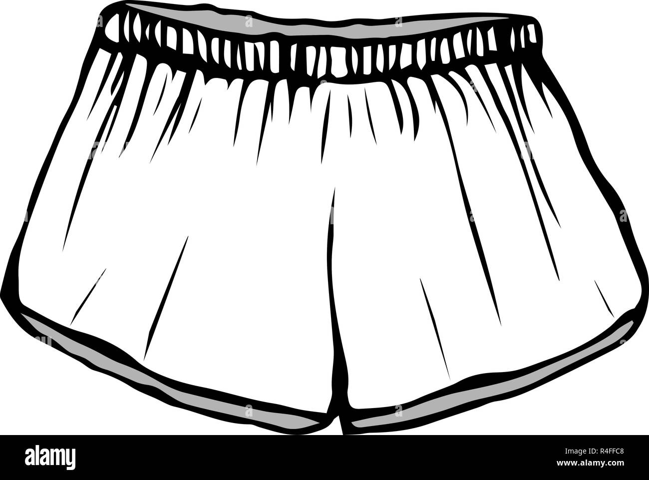 Weiß Skizze Shorts. Vector Illustration. Kinder Maßbild Kleidung. Unterwäsche Stock Vektor