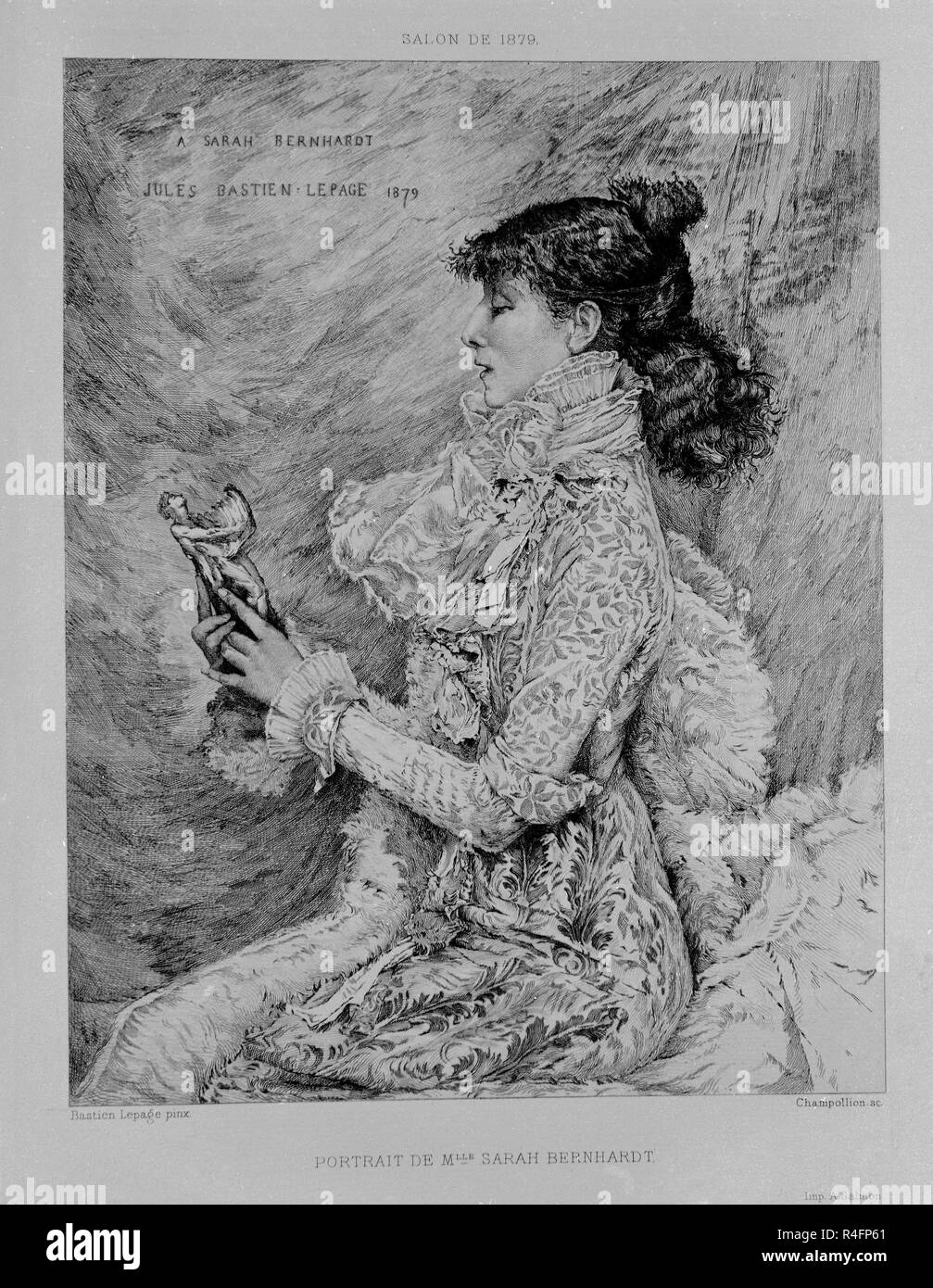RETRATO de Sarah Bernhardt (1844/1923) - ACTRIZ DE TEATRO FRANCESA - 1879. Autor: BASTIEN - LEPAGE, Jules. Standort: Private Collection. MADRID. Spanien. Stockfoto