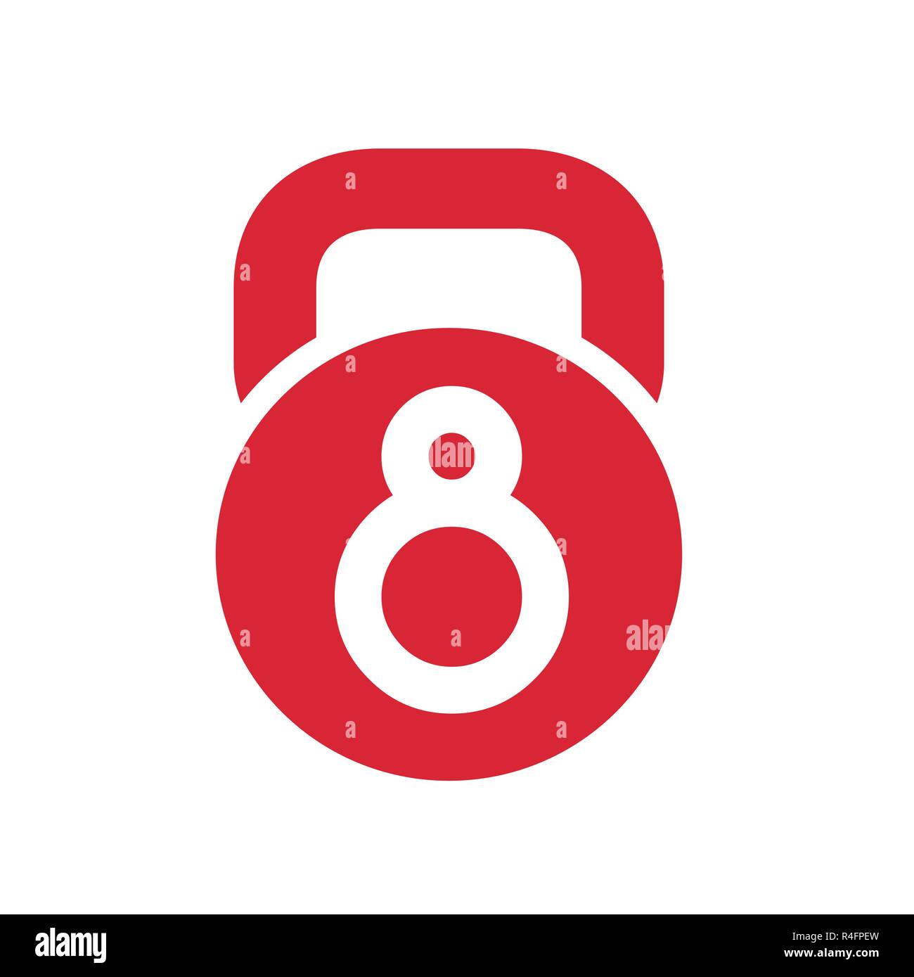 Nummer 8 Kettlebell Gym Logo Design Stock Vektor