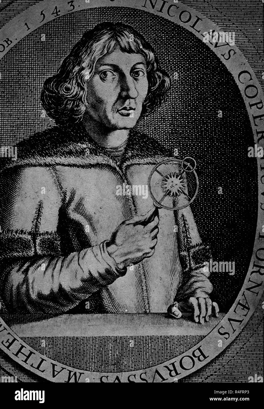 Nikolaus Kopernikus (1473-1543) Renaissance - ära Mathematiker und Astronom, der ein Modell des Universums, das die Sonne statt der Erde in den Mittelpunkt des Universums gestellt formuliert. Standort: Private Collection. MADRID. Spanien. Stockfoto