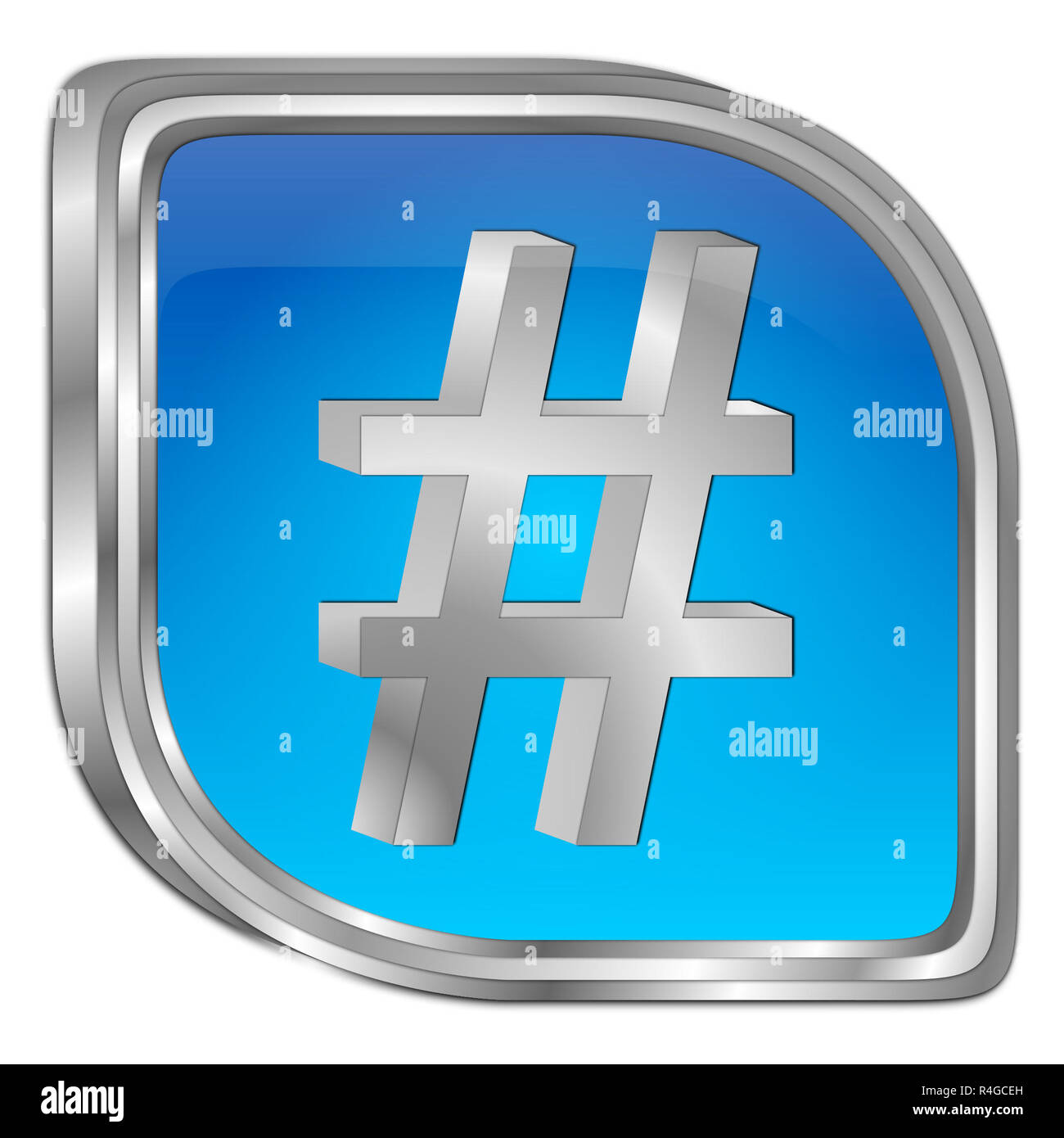 Glänzend blau Hashtag" - 3D-Darstellung Stockfoto