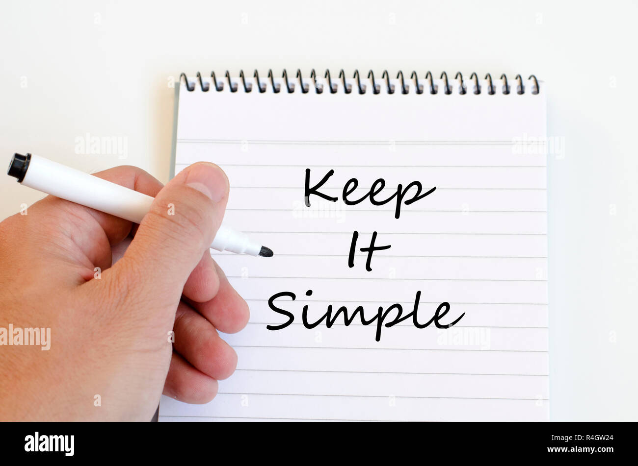 Keep it simple Konzept auf Notebook Stockfoto