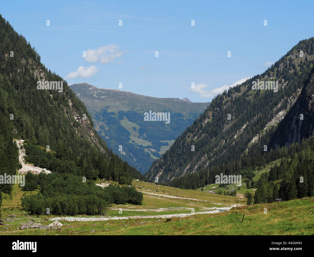 Blick auf das Tal und Weide Stockfoto