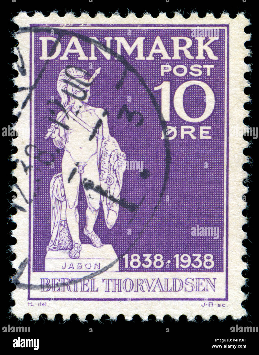 Poststempel Stempel aus Dänemark in der Thórvaldsen, Bertel (sculpter) Serie 1938 ausgestellt Stockfoto