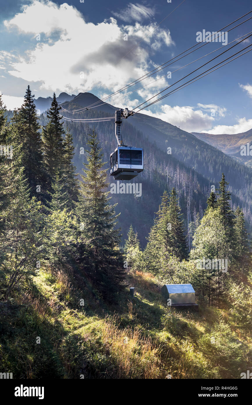 Seilbahn in Kasprowy Wierch Spitze in der hohen Tatra, Polen. Stockfoto