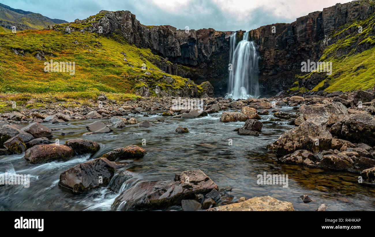 Gufufoss in Seydisfjördur, Ost Island Stockfoto