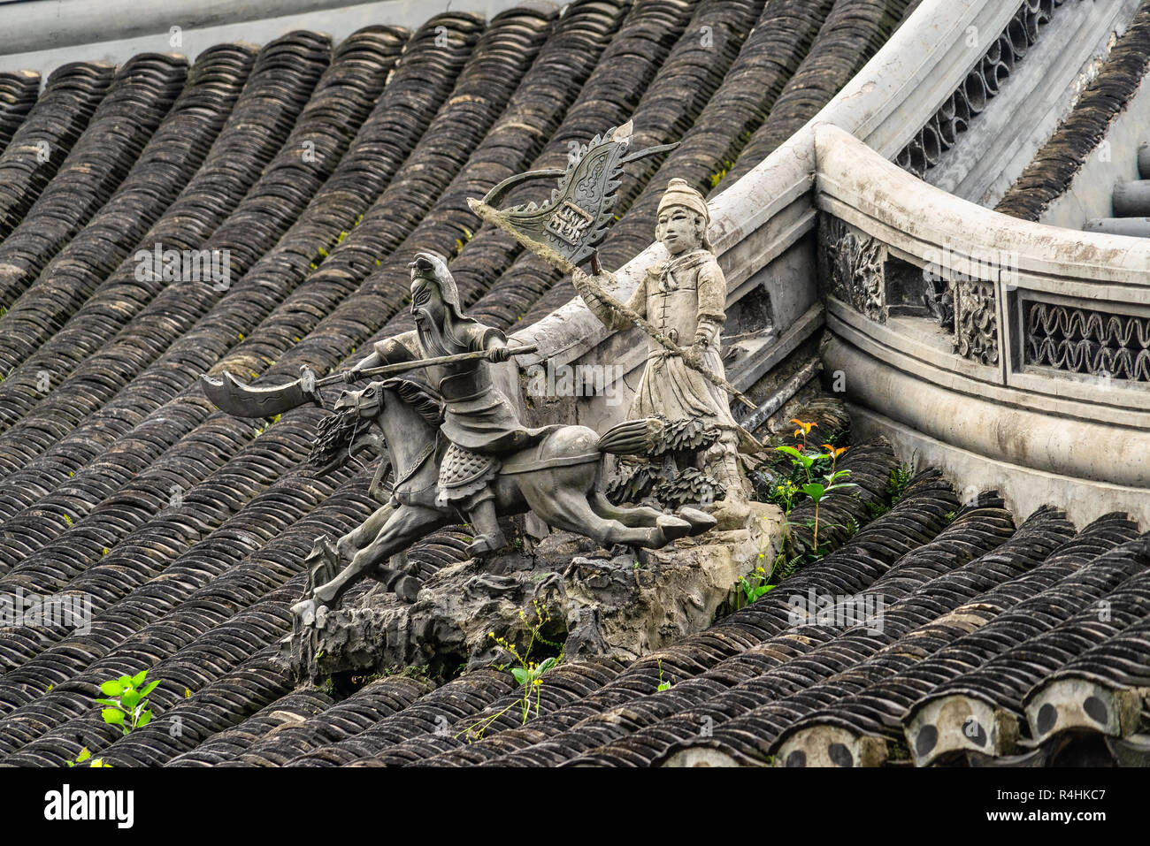 Architektonisches Merkmal auf einem Dach, Yu Garten, Shanghai, China Stockfoto
