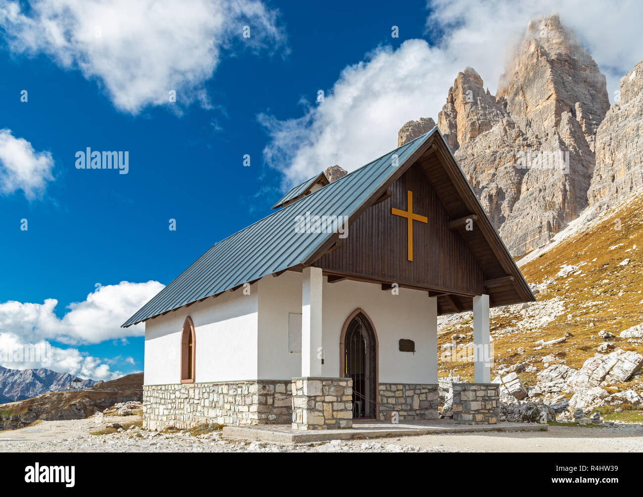 Kapelle unter Drei Zinnen, Dolomiten, Südtirol Stockfoto