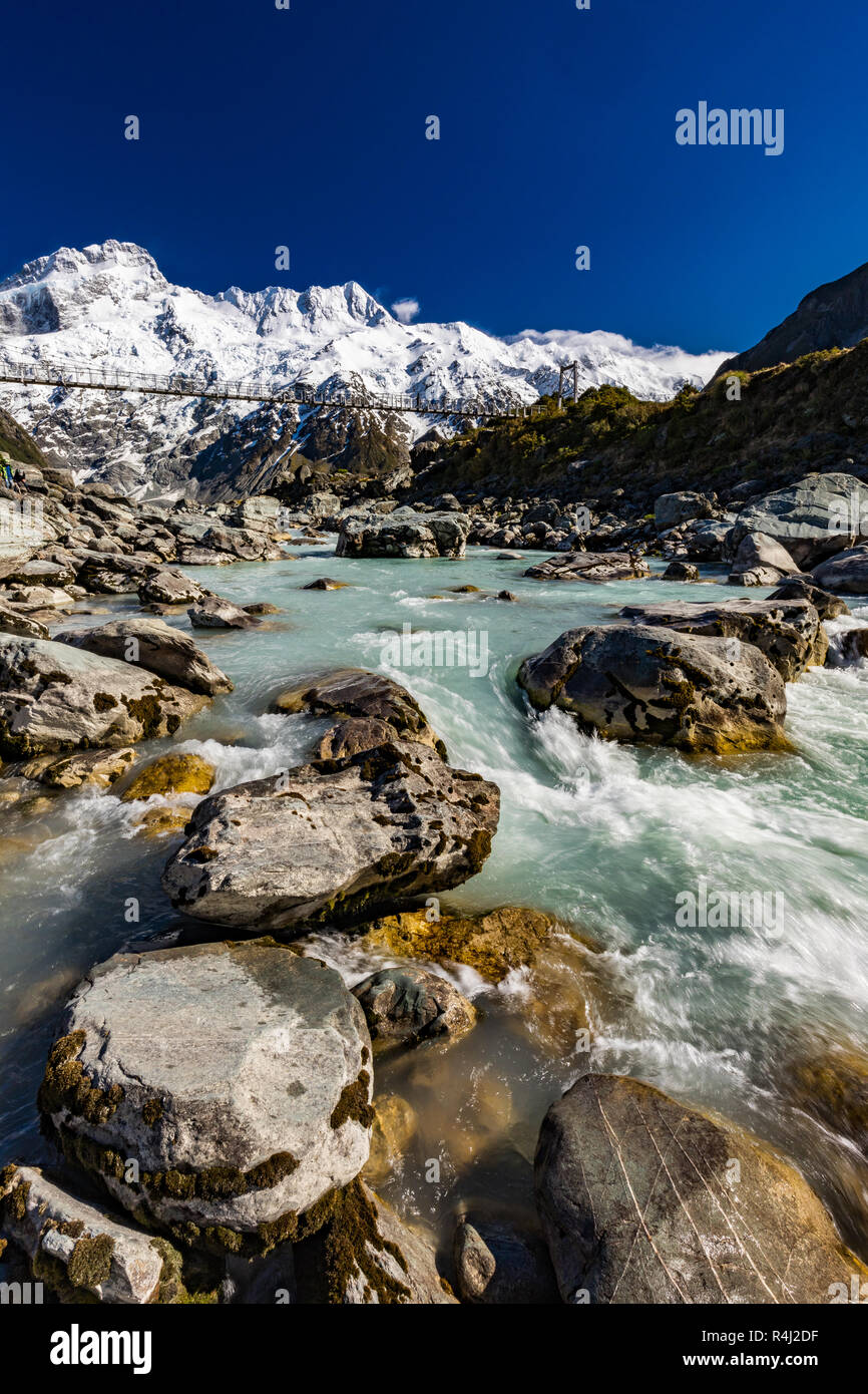 Mouintains in Hooker Valley Track in Aoraki Nationalpark, Neuseeland, Südinsel Stockfoto