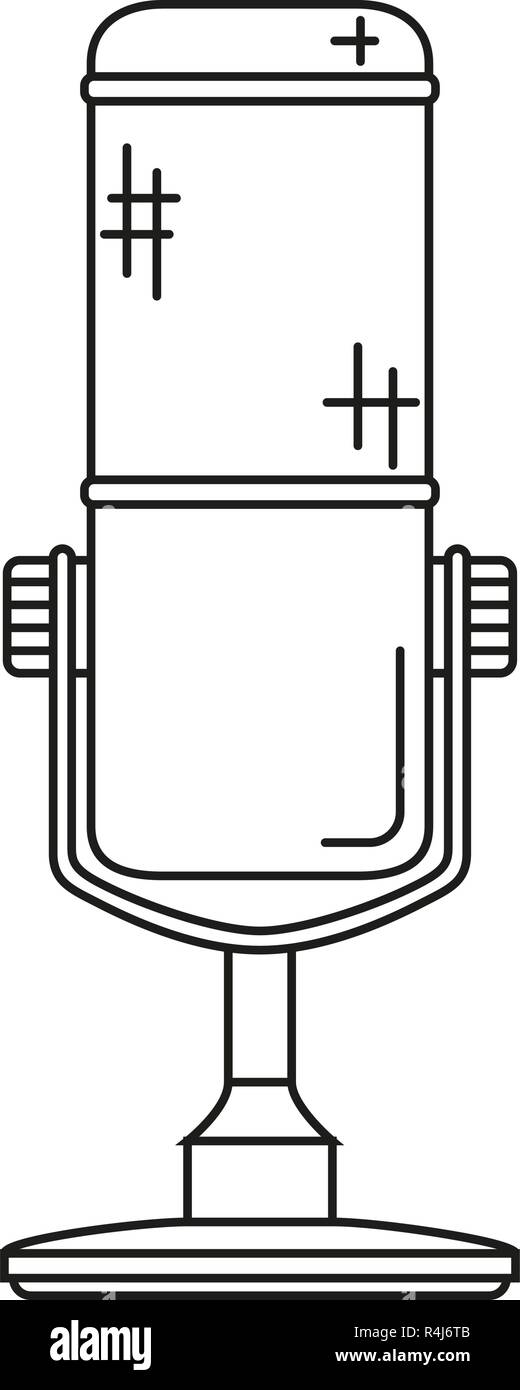 Line Art Schwarz und Weiß kabelloses Mikrofon Stock Vektor