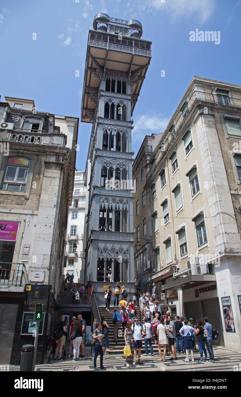 Das frühe 20. Jahrhundert Elevador de Santa Justa in der Baixa Lissabon Stockfoto