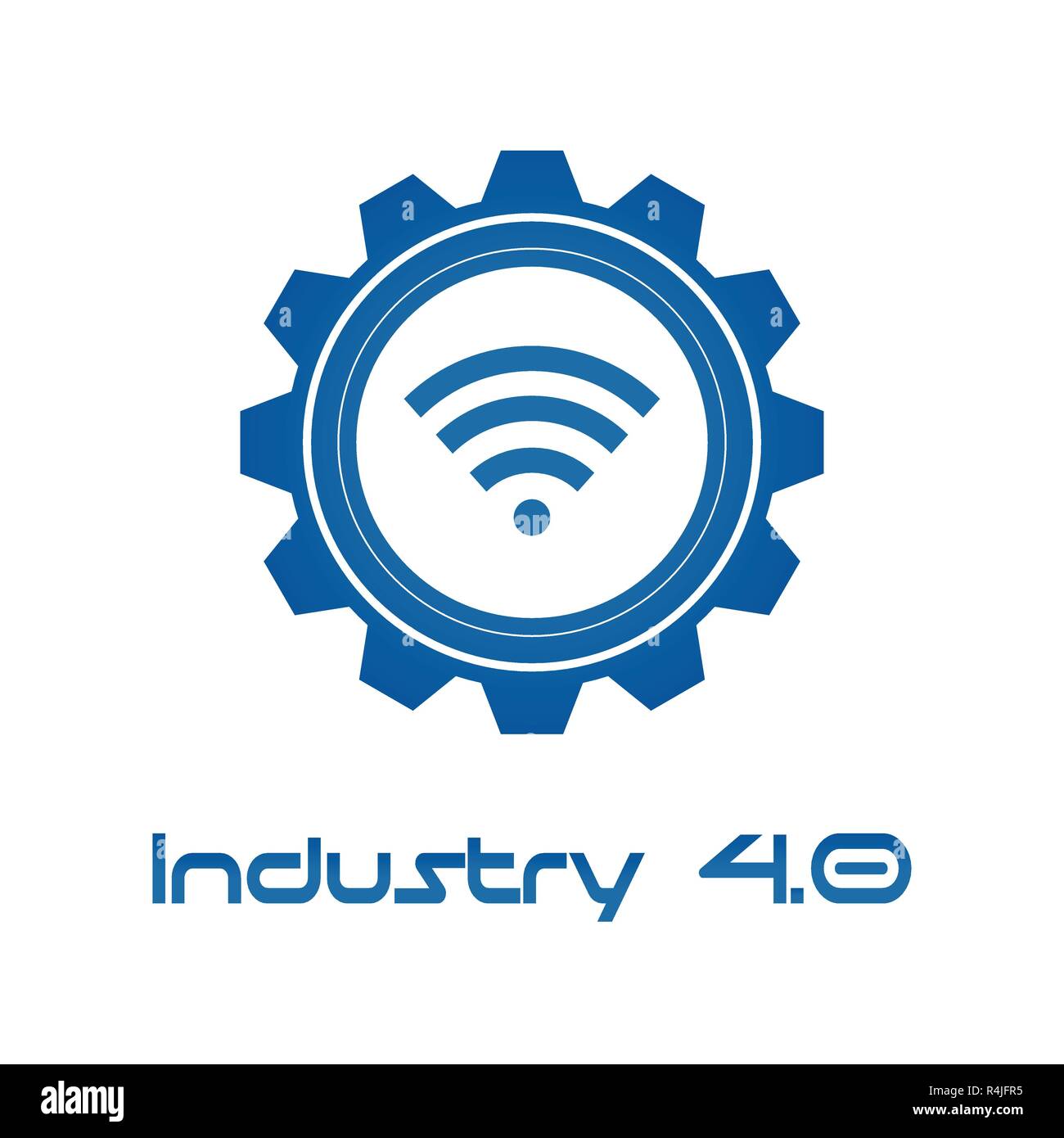 Industrie 4.0 in Evolvente Gang mit Wireless. Business und Automatisierung der Produktion. Cyber Physikalische und Feedback control. Futuristische Welt inte Stock Vektor