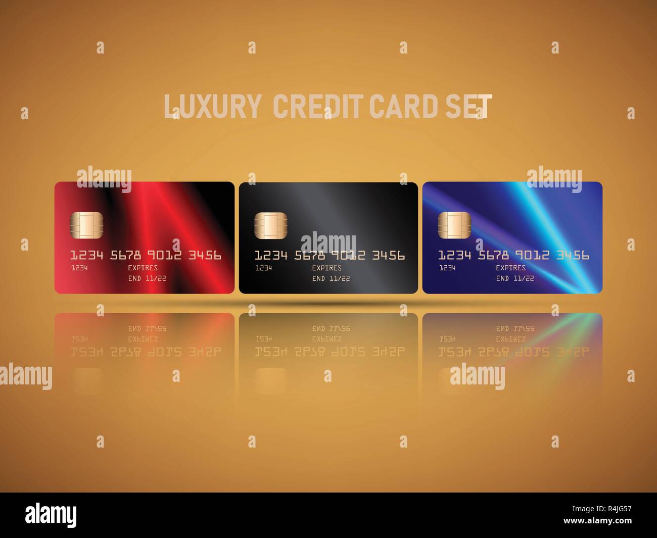 Der Vektor der realistischen Kreditkarten mit Luxus licht Aufflackern der  roten und blauen Farben abstrakt Design Hintergrund gesetzt  Stock-Vektorgrafik - Alamy