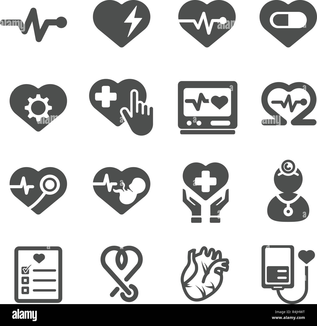 Herzen Symbole Arzte Und Medizinisches Konzept Glyphe Und Umreisst Schlaganfall Symbole Thema Zeichen Und Symbol Thema Vector Illustration Grafik Design Collecti Stock Vektorgrafik Alamy