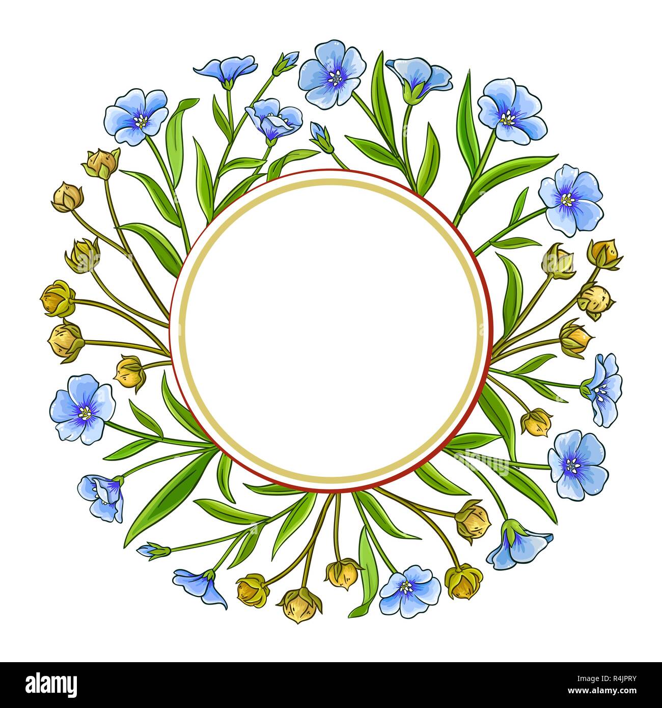 Flachs vektor Rahmen auf weißem Hintergrund Stock Vektor