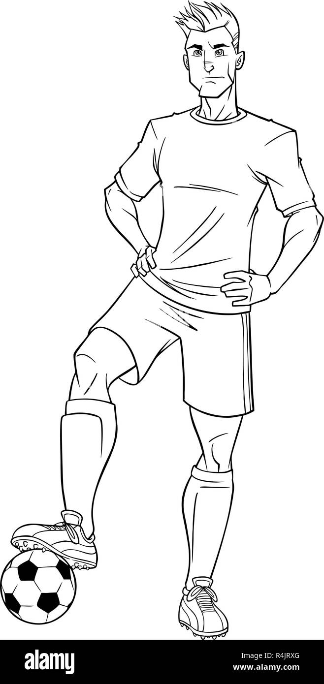 Fußball Spieler Strichzeichnungen Stock Vektor