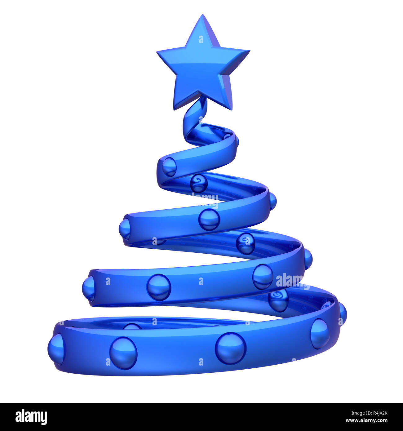 Abstrakte Weihnachtsbaum blau Helix Dekoration Evolvente. Silvester stilisierten Tanne souvenir Schmuck christbaumkugel. Weihnachten Urlaub Grußkarte design Elem Stockfoto