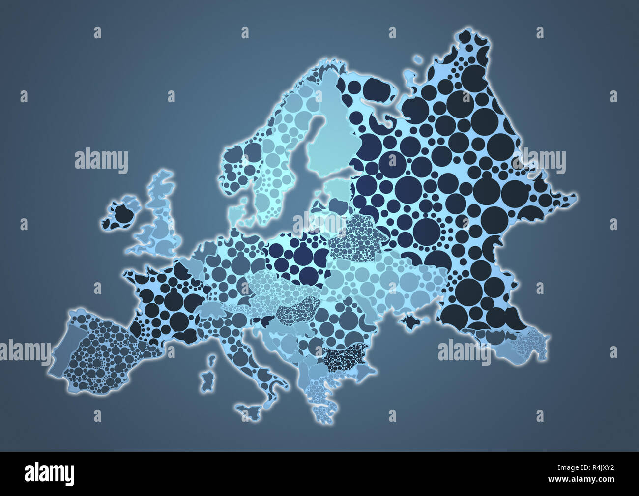 Farbkarte Land Europas Stockfoto