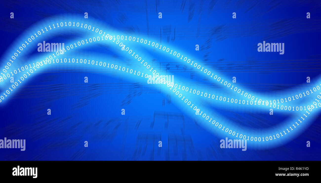 Schallwellen in Form von sinusfunktionen bestehend aus Nullen und Einsen. Digitalisierung von Ton. Stockfoto