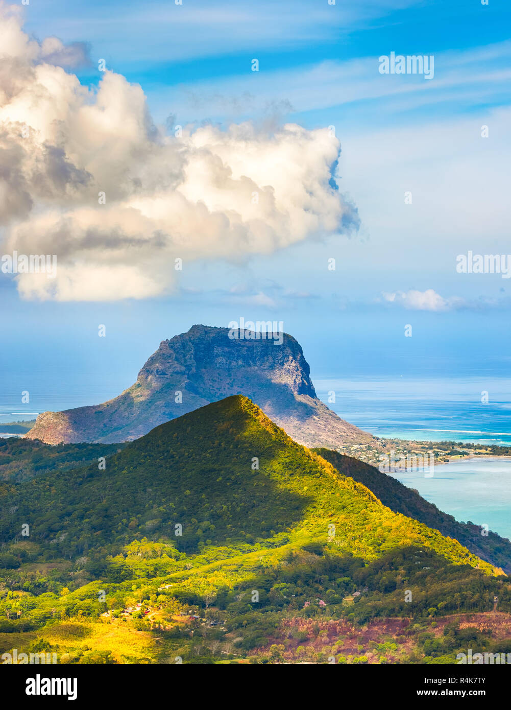 Blick vom Aussichtspunkt. Mauritius. Stockfoto
