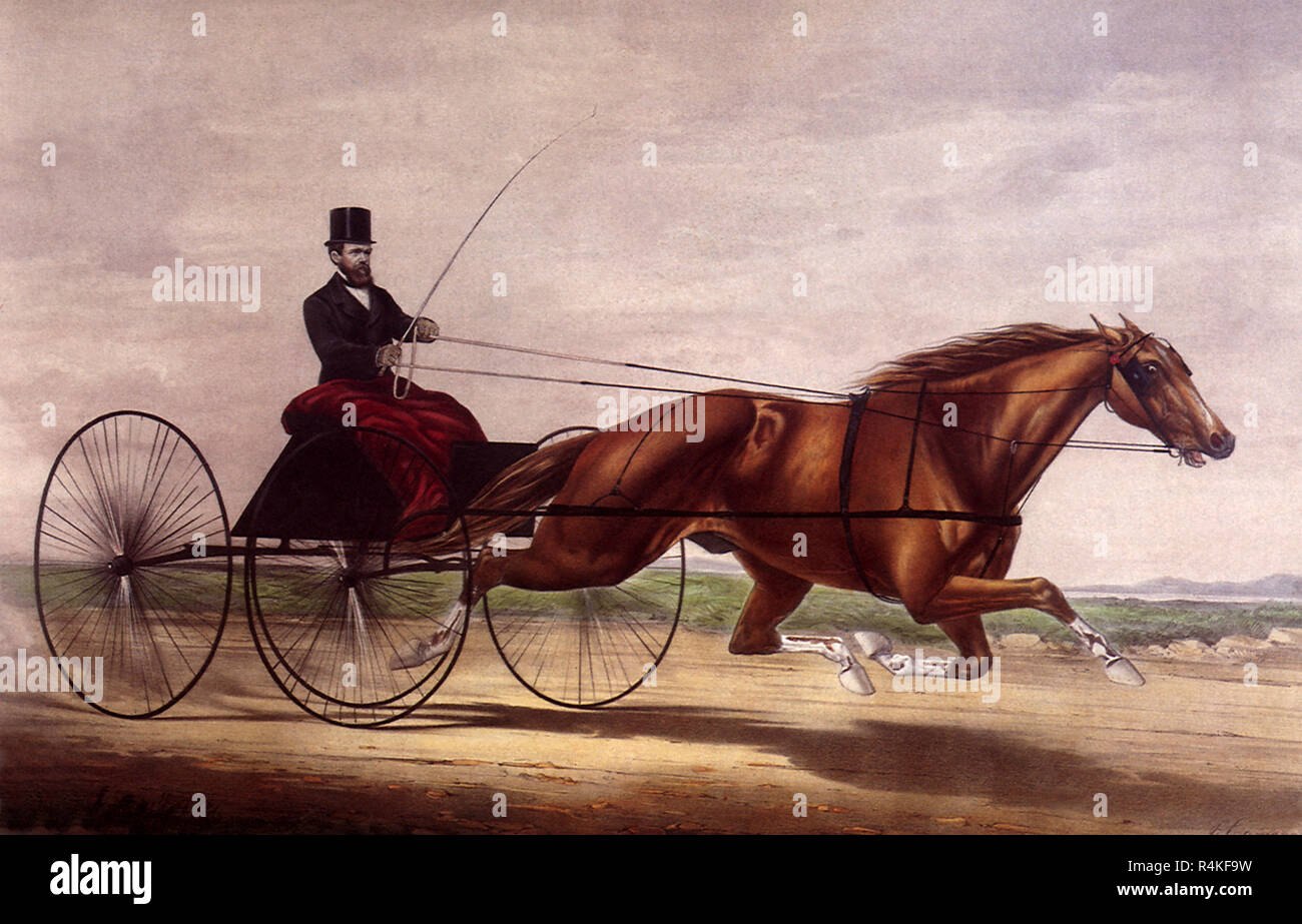 Racing Pferd und Fahrer, Nathaniel Currier & Ives, Marmelade. Stockfoto