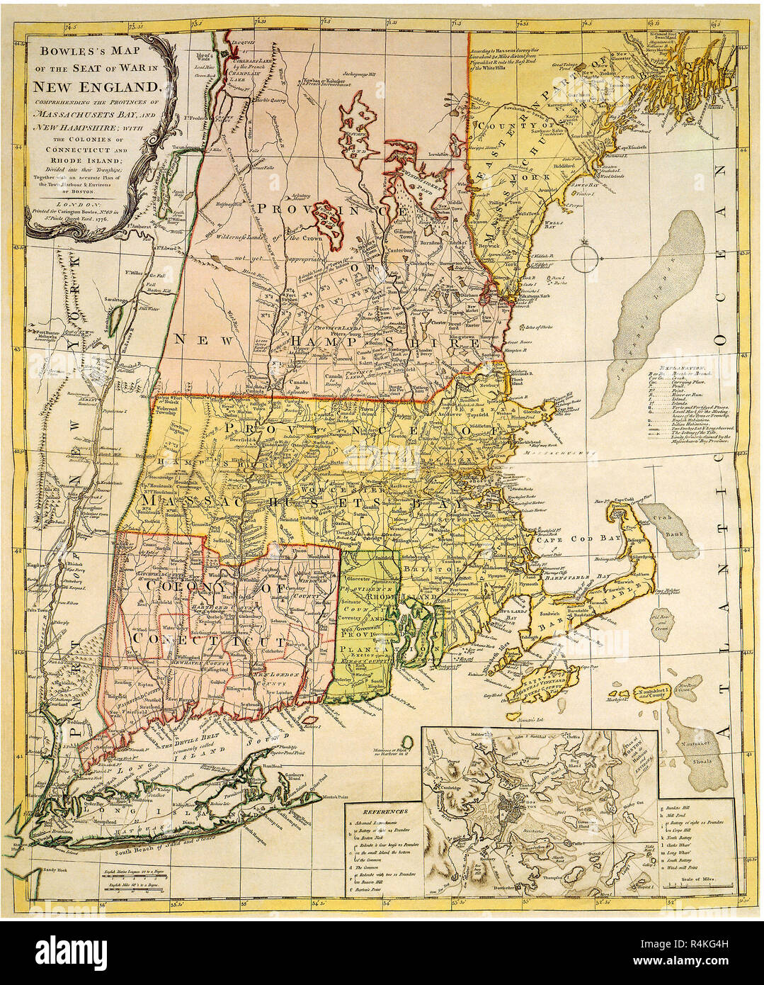 Karte von New England 1776, Bowles, C. Stockfoto