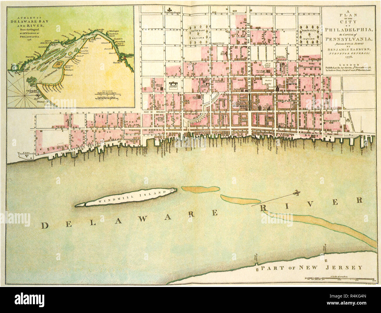 Philadelphia und Fluss, 1776, Eastburn, B. Stockfoto