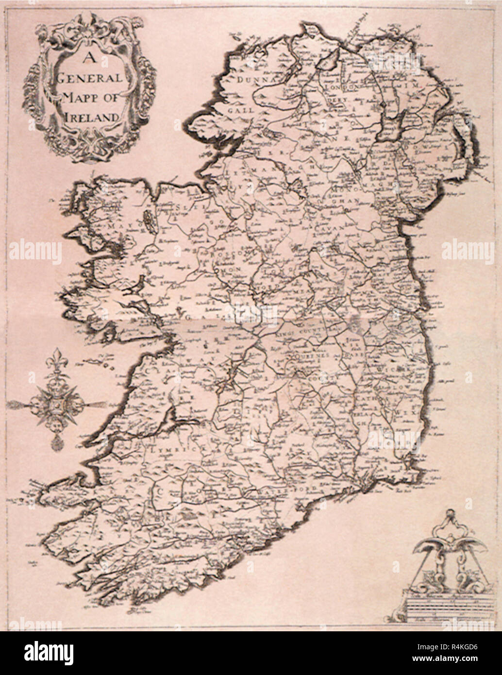 Allgemeine Karte von Irland 1685, kleinlich, William. Stockfoto