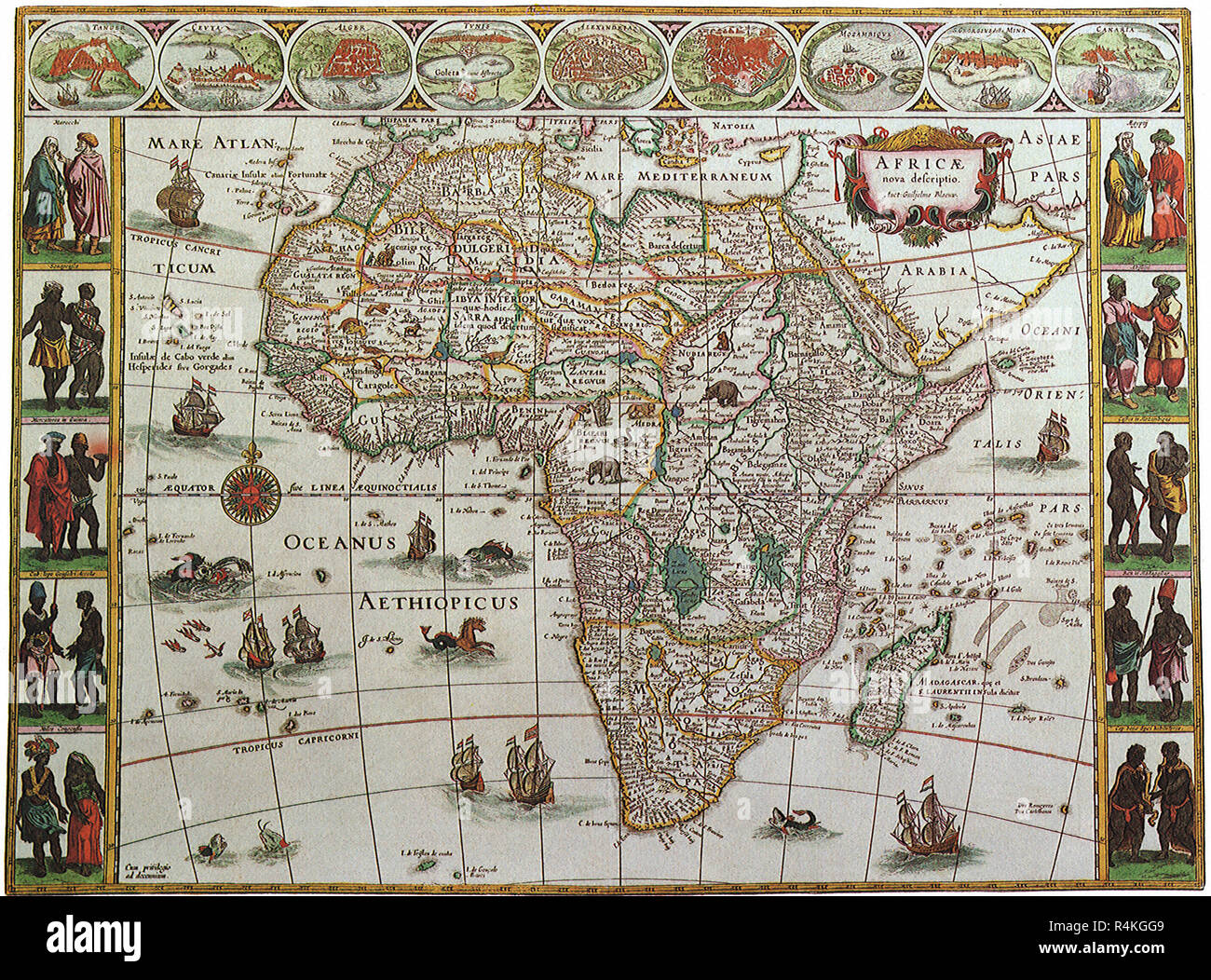 Karte von Afrika, 1645, Blaeu, Guillaume. Stockfoto