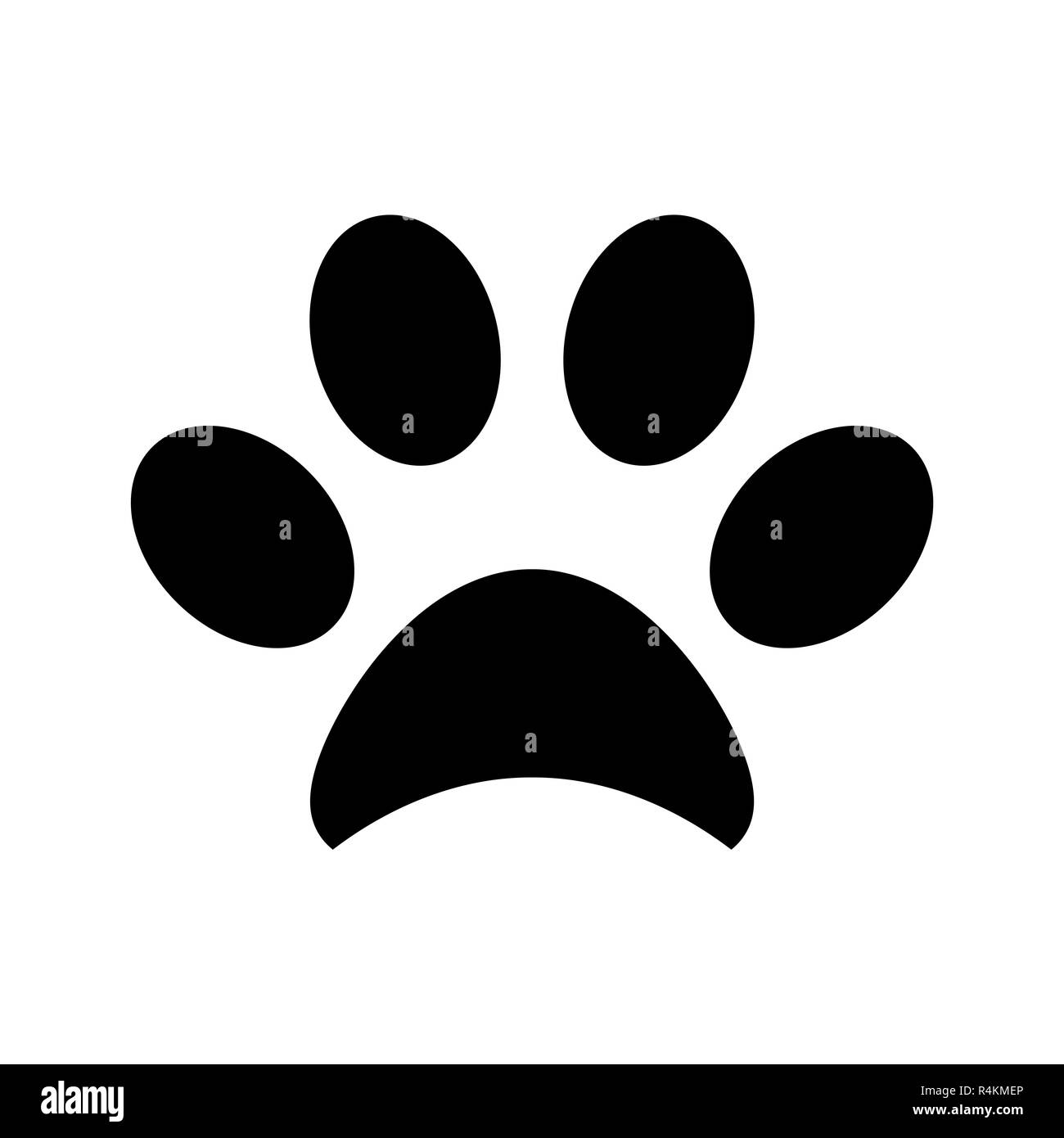 Pfotenabdruck isoliert auf weißem Stockfoto