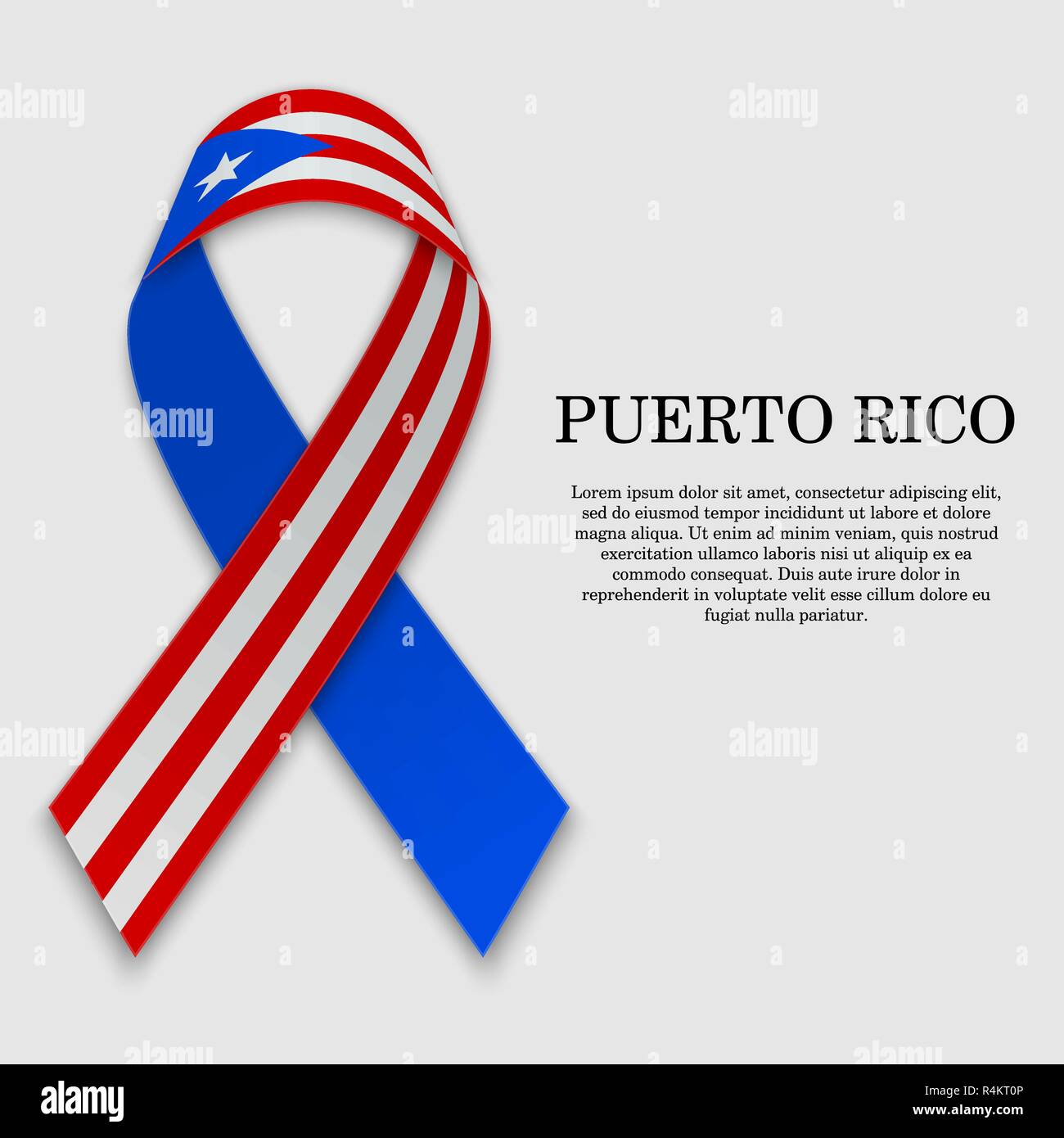 Flagge Puerto Rico auf dem Streifen Band auf weißem Hintergrund. Für den Tag der Unabhängigkeit Vorlage Stock Vektor