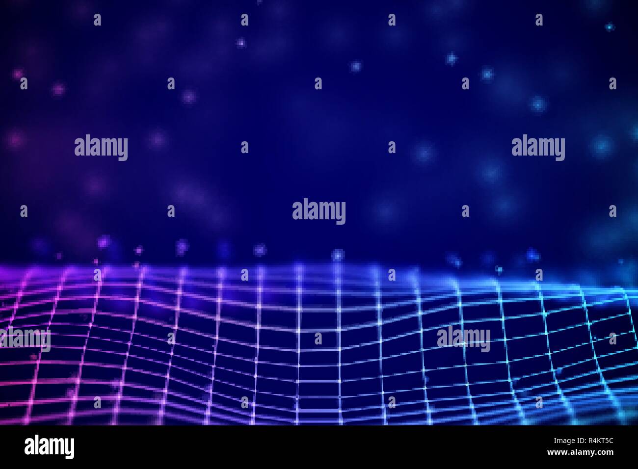 Virtuelle Realität Konzept: abstrakte digitale Landschaft Raster im Cyberspace. Stock Vektor