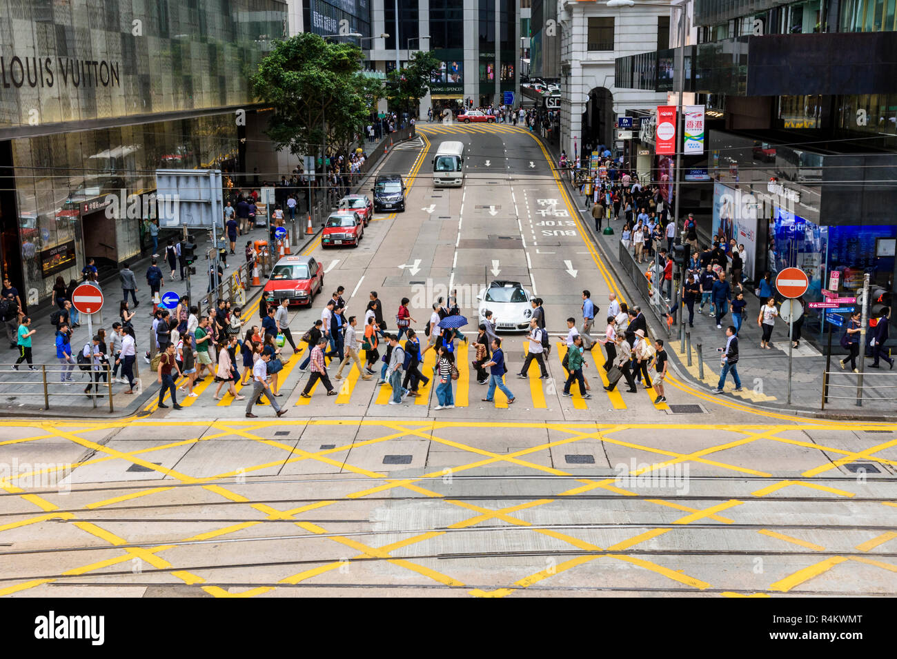 Pedder Street Kreuzung an der Kreuzung mit der Des Voeux Road Central, Hong Kong Stockfoto