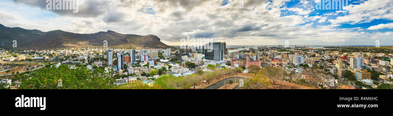 Panoramablick von Port Louis, Mauritius Stockfoto