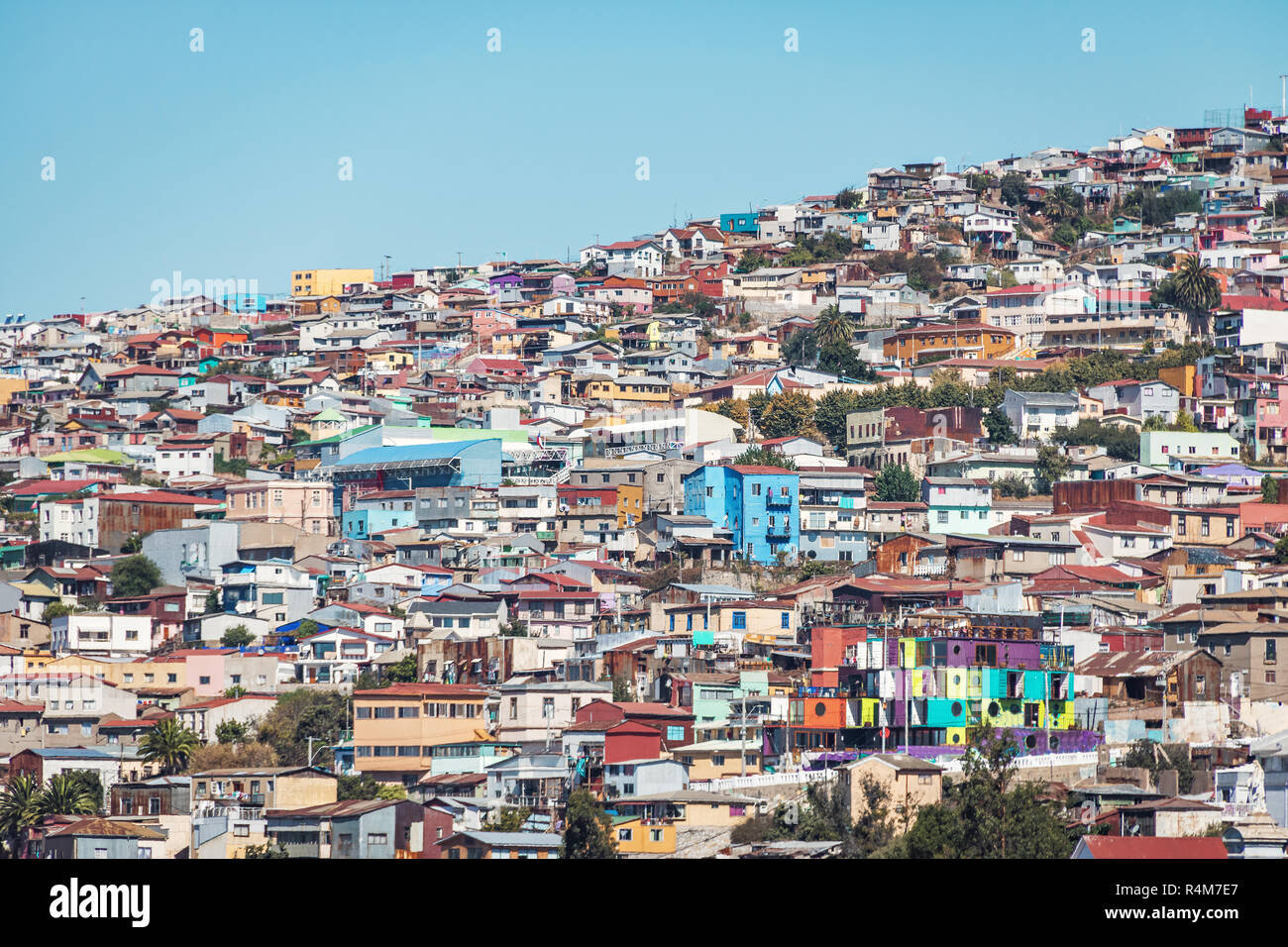 Häuser von Valparaiso Blick vom Cerro Concepcion Hill - Valparaiso, Chile Stockfoto