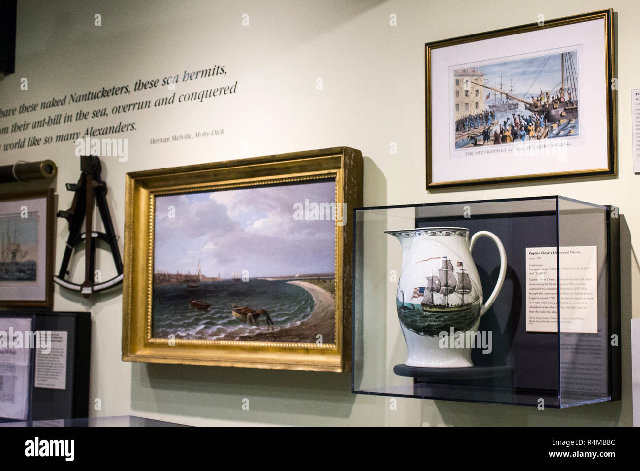 Nantucket, Massachusetts. Ausstellung Nantucket Whaling Museum, ein Museum, das der Geschichte des Walfangs gewidmet und ursprünglich eine Kerzenfabrik Stockfoto