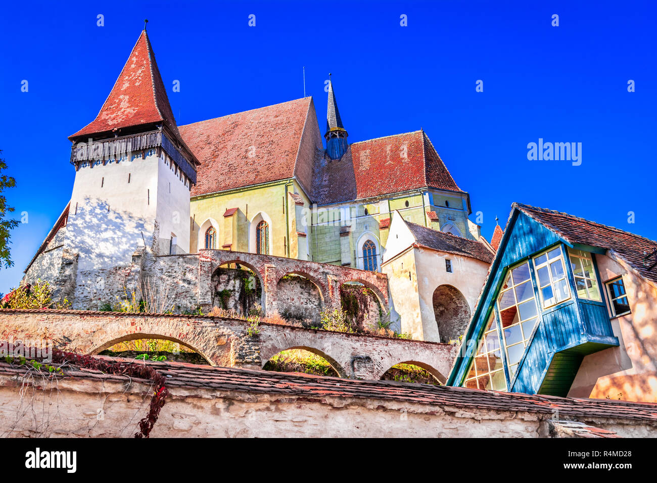 Birthälm, Sibiu: befestigte Kirche der Stadt, Siebenbürgen, Rumänien Stockfoto