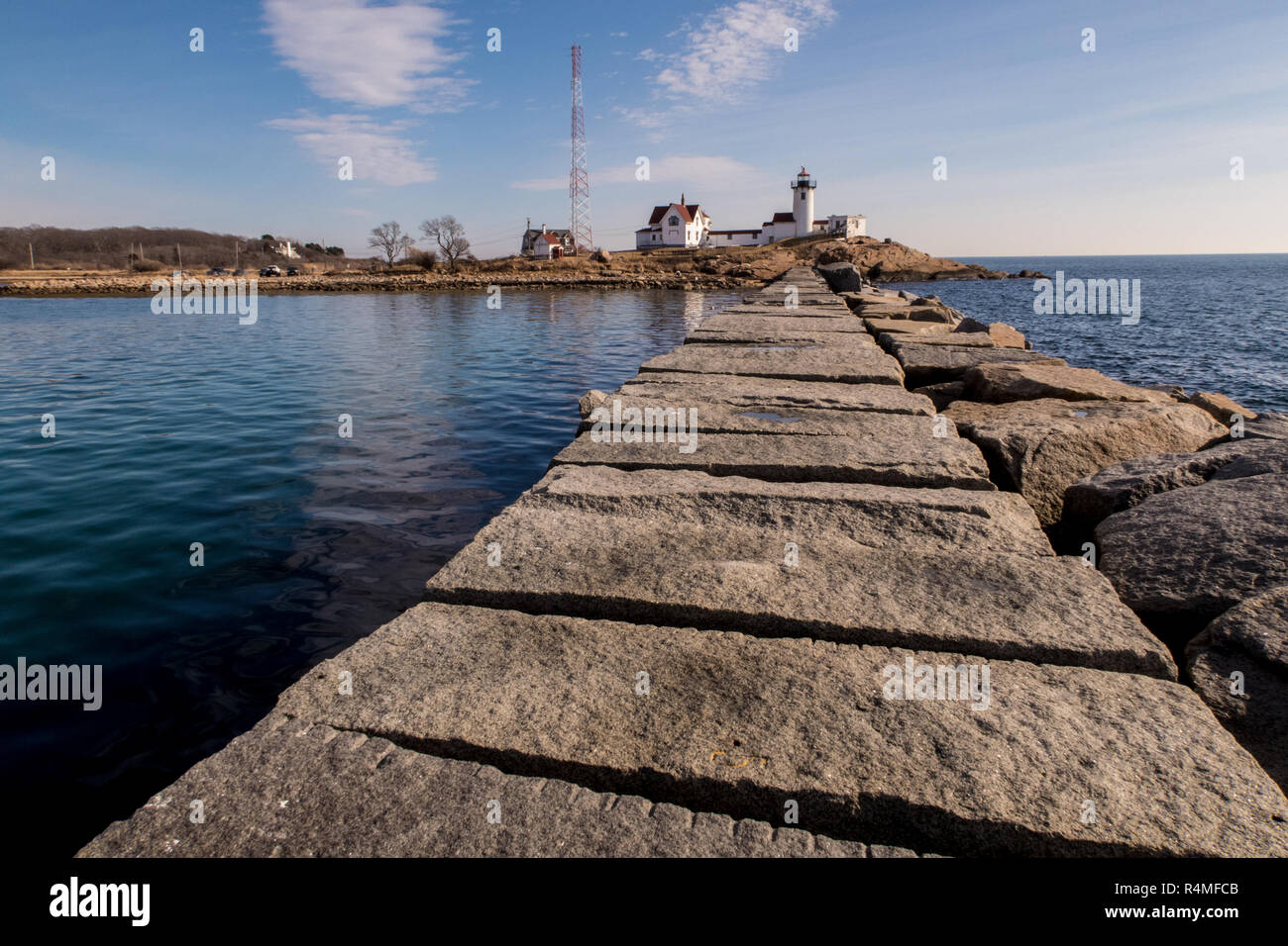 Eastern Point Lighthouse in Gloucester, MA Stockfoto