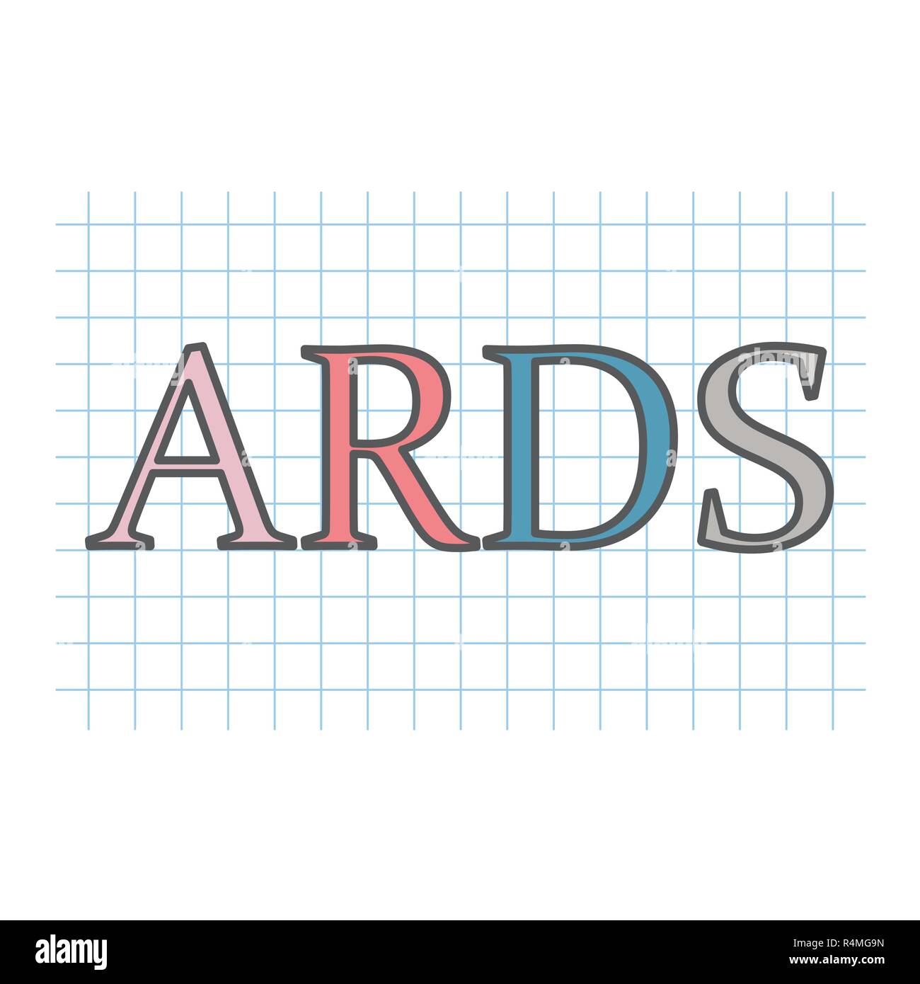 ARDS (Acute Respiratory Distress Syndrome) Abkürzung auf kariertem Papier geschrieben - Vector Illustration Stock Vektor