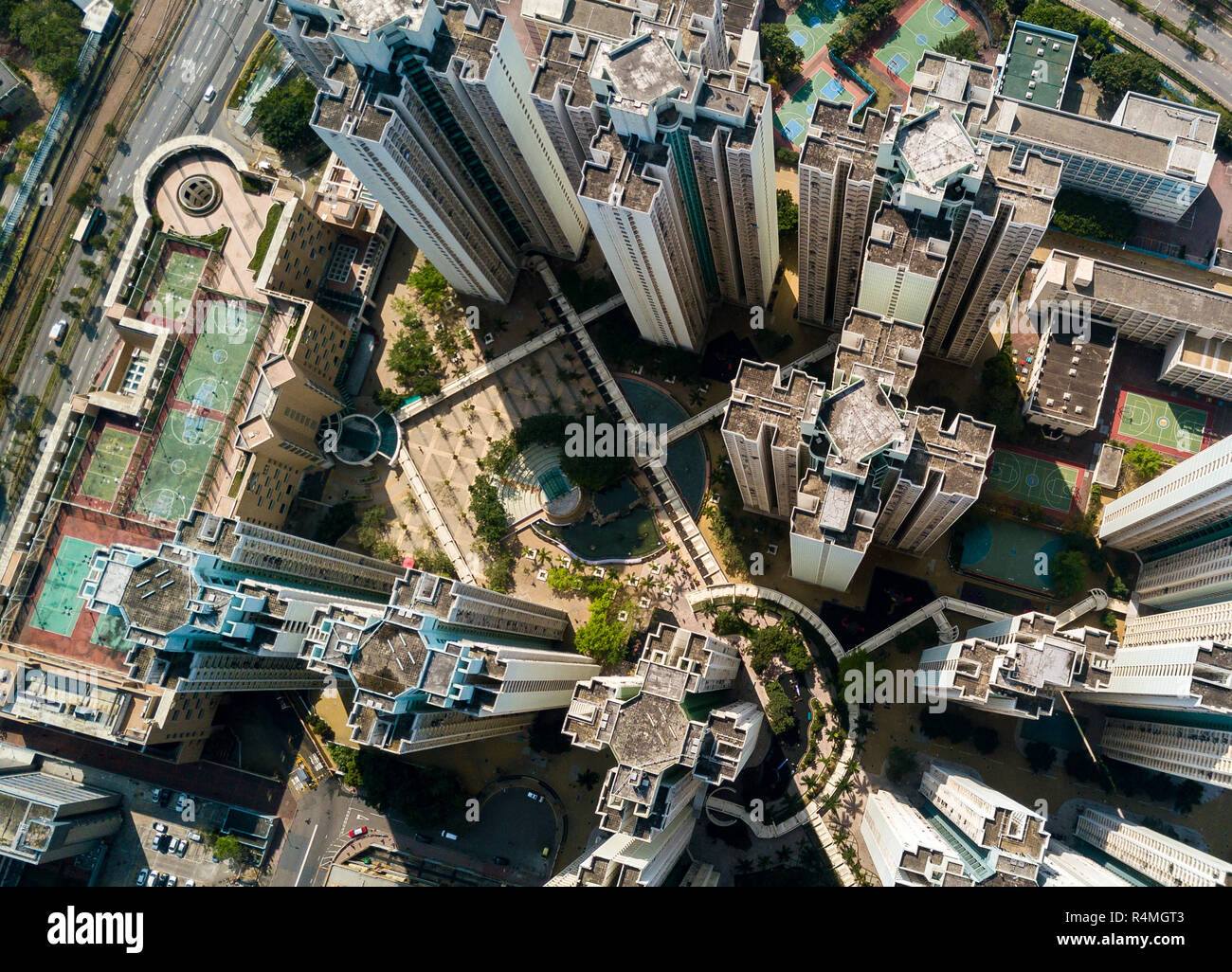 Top Aussicht auf Hong Kong Down Town Stockfoto