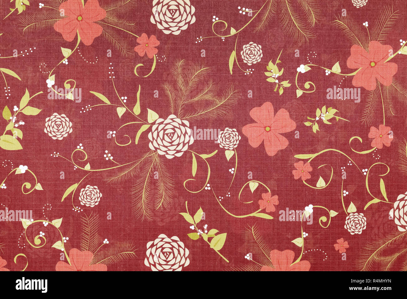 Nahaufnahme von Blumenmuster Papier Stockfoto