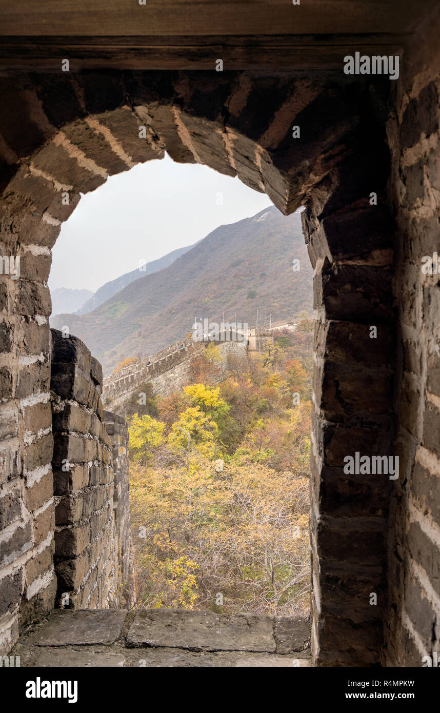 Chinesische Mauer bei Mutianyu Stockfoto