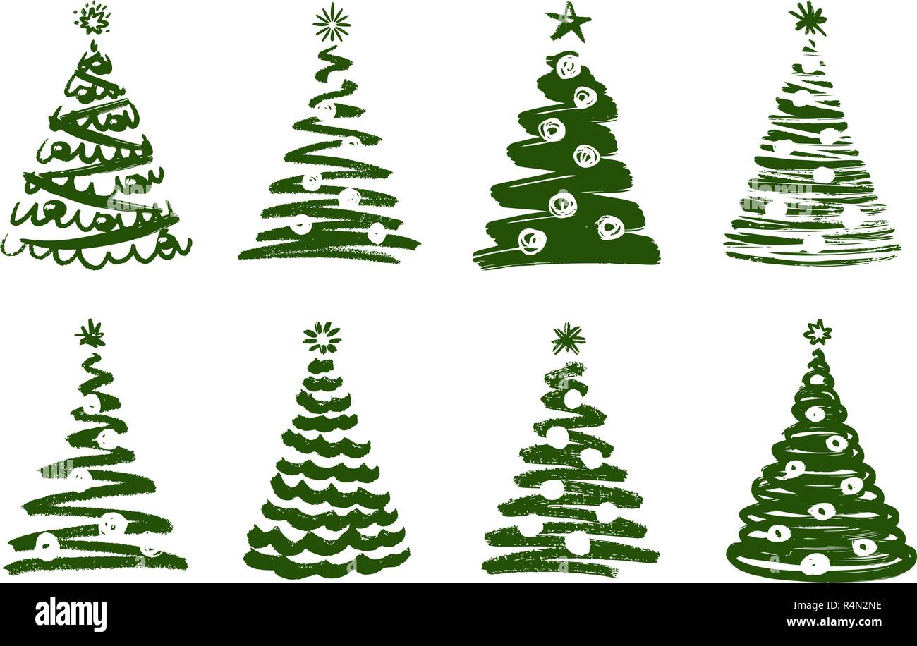 Weihnachtsbaum, abstrakte Symbol. Neues Jahr, Weihnachten Eingestellt von Symbolen. Vector Illustration Stock Vektor