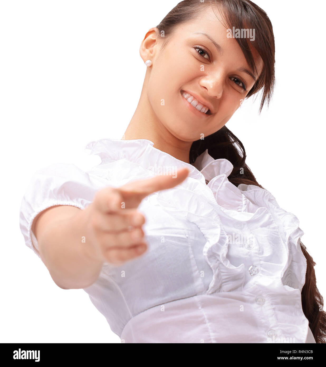 Young Business woman holding die Hand zur Begrüßung. Stockfoto