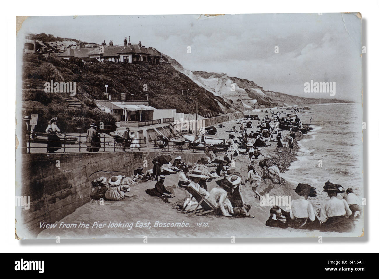 Eine frühe Edwardian Postkarte mit Blick auf den Pier von Boscombe entfernt. Stockfoto