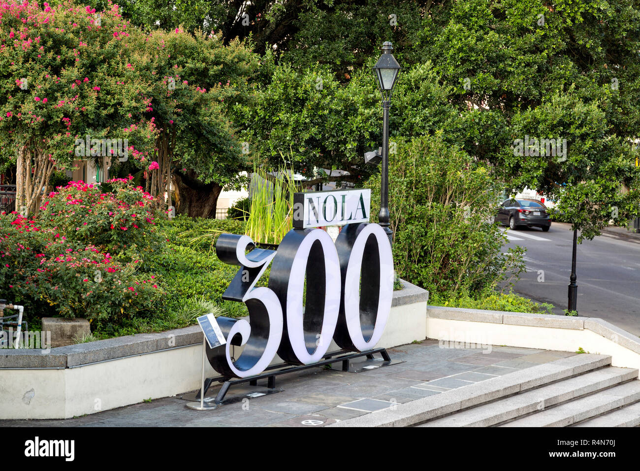 300 Tafel, die das 300-jährige Bestehen von New Orleans Geschichte. Stockfoto