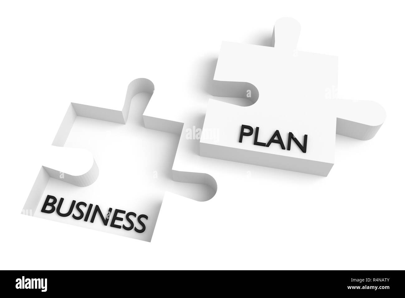 Fehlende Puzzleteil, Business Plan, 3D-Darstellung Stockfoto
