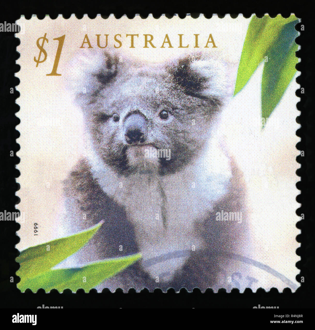 Australien - ca. 1999: einen gebrauchten Briefmarke aus Australien, zeigt ein Bild von einem Koala, circa 1999. Stockfoto